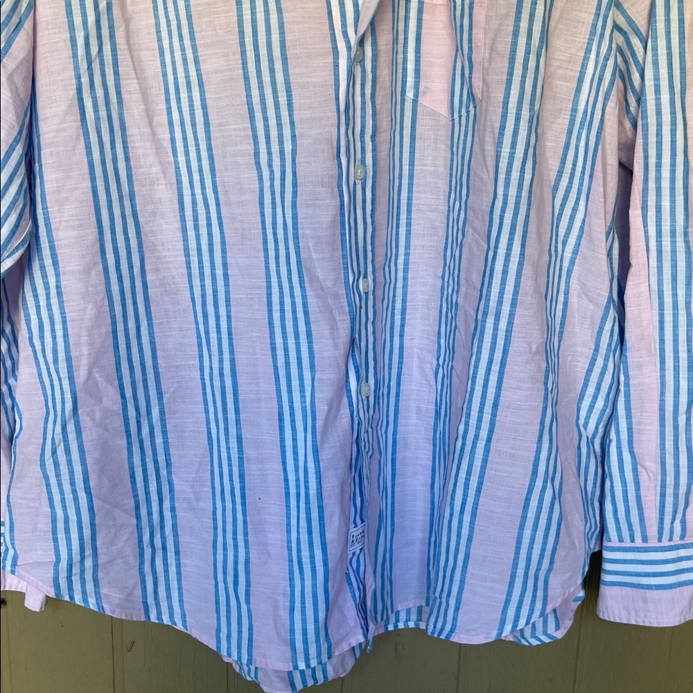 Frank & Eileen "Eileen" Button Up in Pink and Blue Striped Shirt XL - Picture 7 of 11